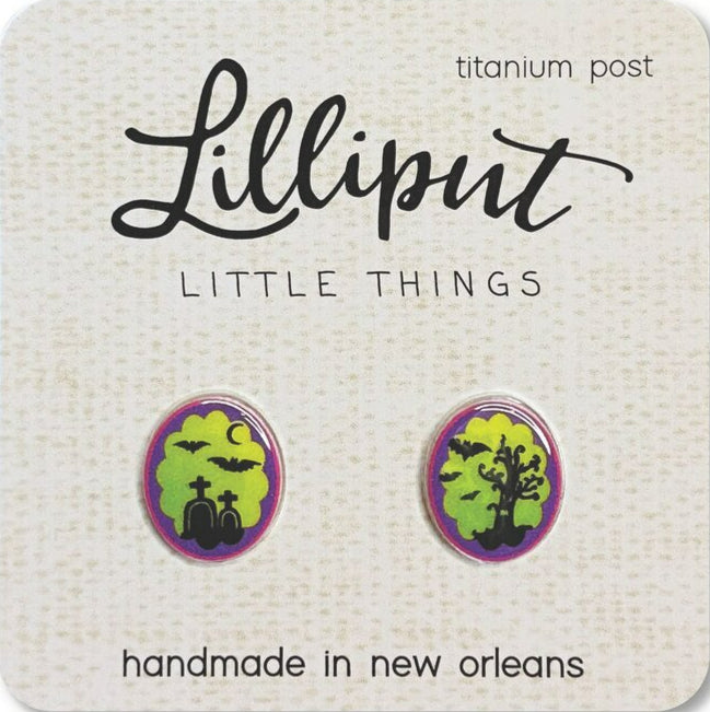 Lilliput Graveyard Cameo Pierced Earrings image 0