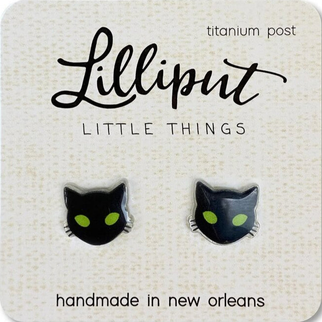 Lilliput Spooky Black Cat Pierced Earrings image 0